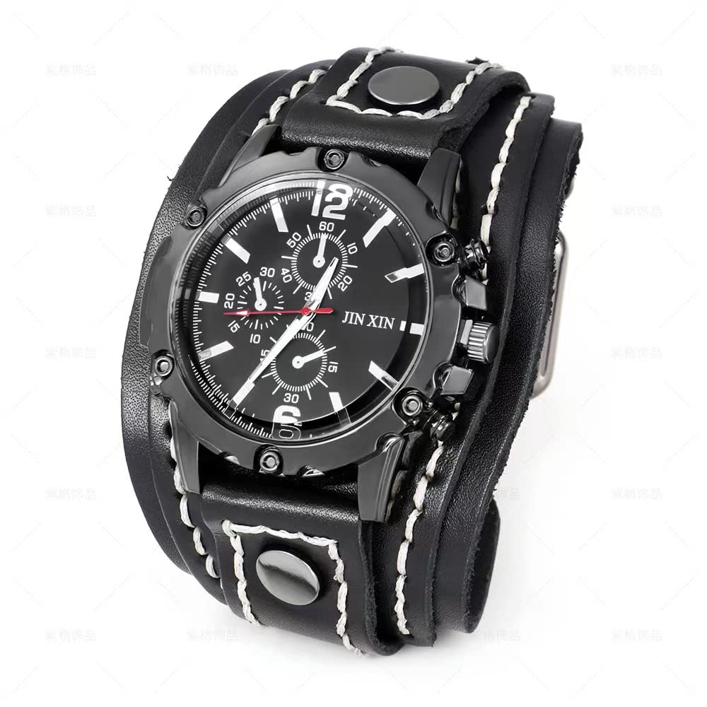 MINILUJIA Vintage Leather Cuff Men’s Quartz Watch
