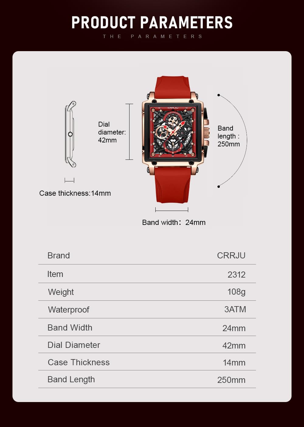 CRRJU Men's Luxury Chronograph Watch