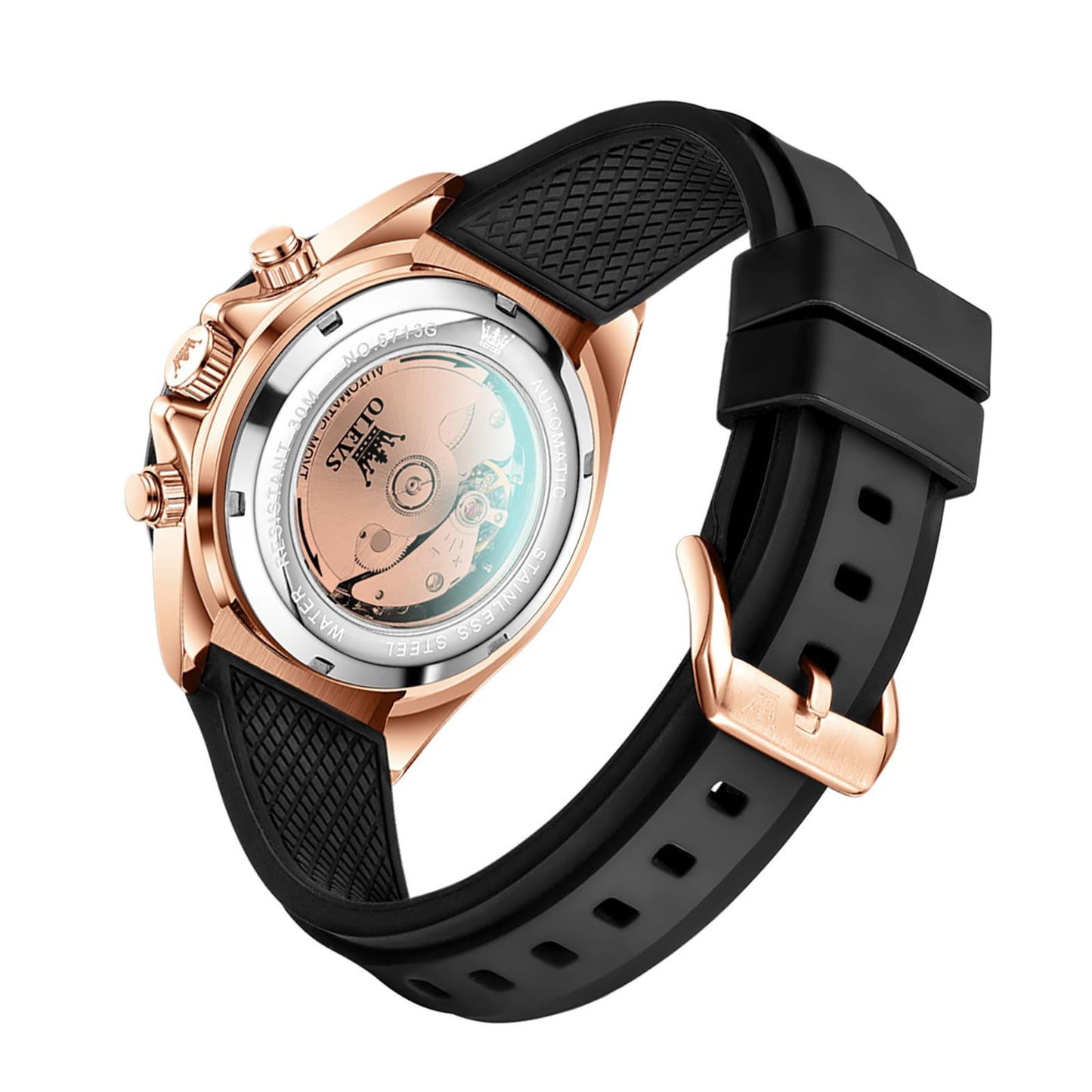 OLEVS Men's Silver Skeleton Watch