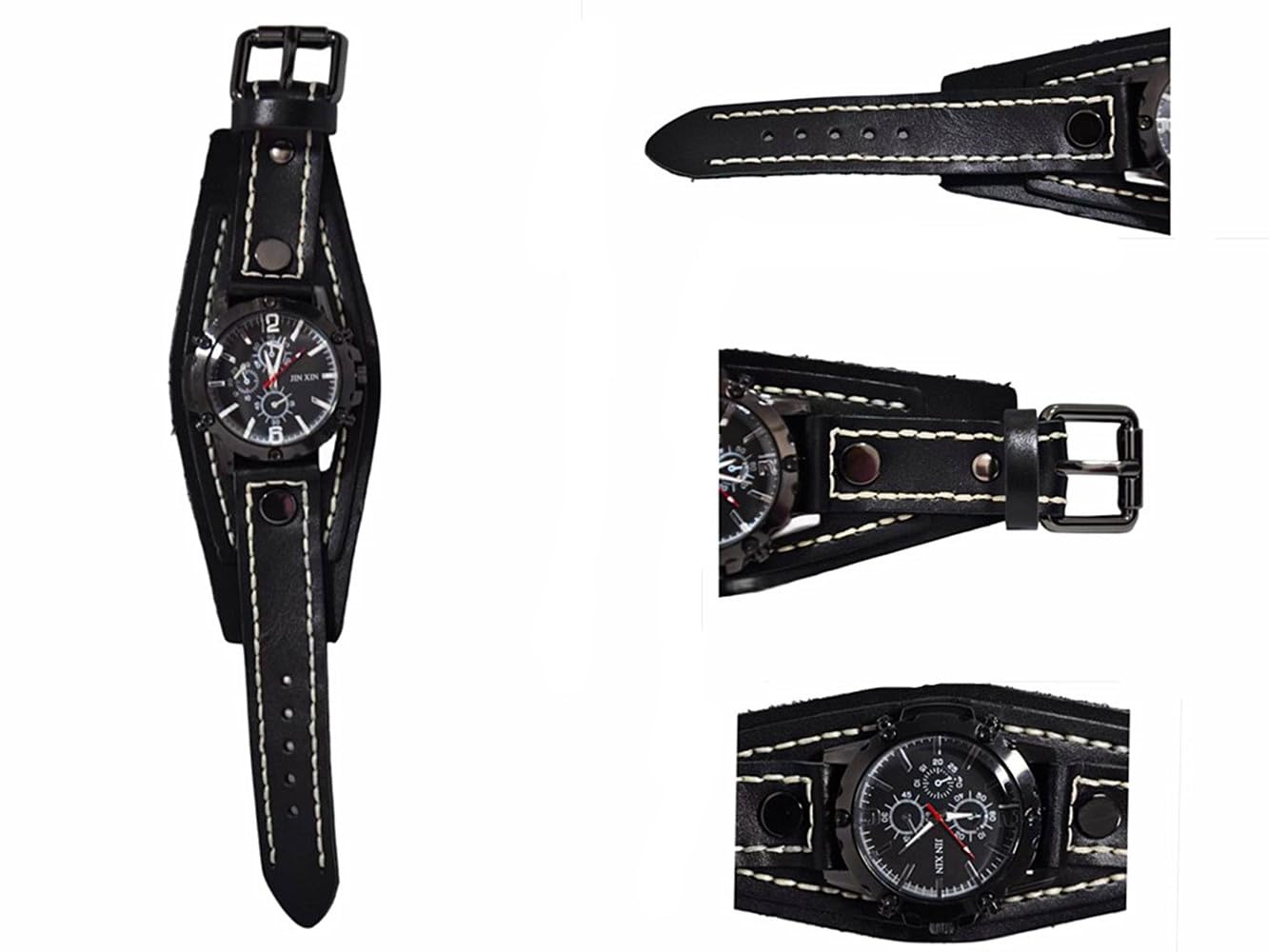 MINILUJIA Vintage Leather Cuff Men’s Quartz Watch