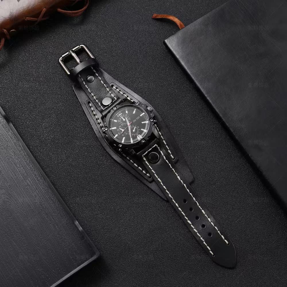 MINILUJIA Vintage Leather Cuff Men’s Quartz Watch