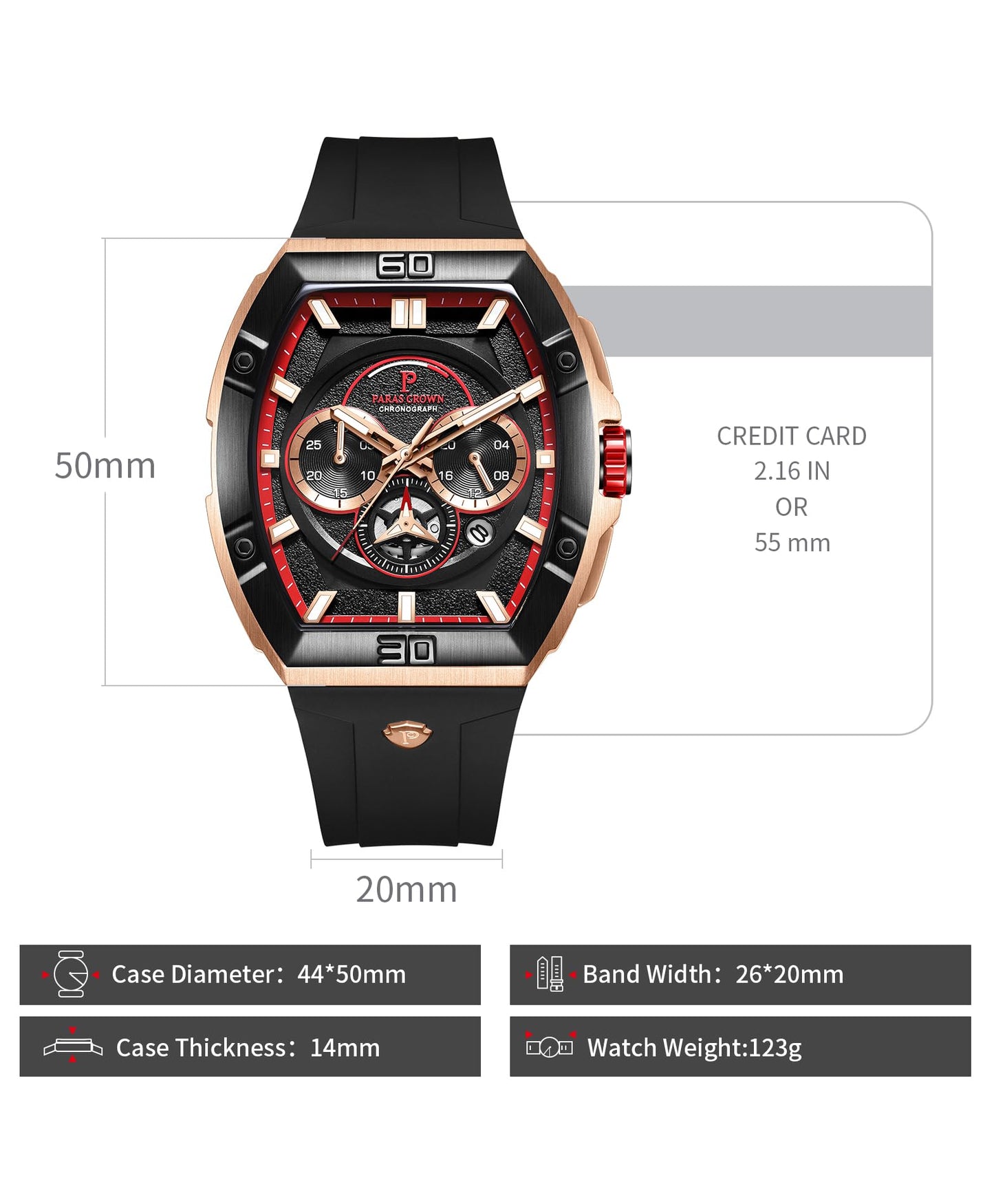 Men's Luxury Quartz Tonneau Watch