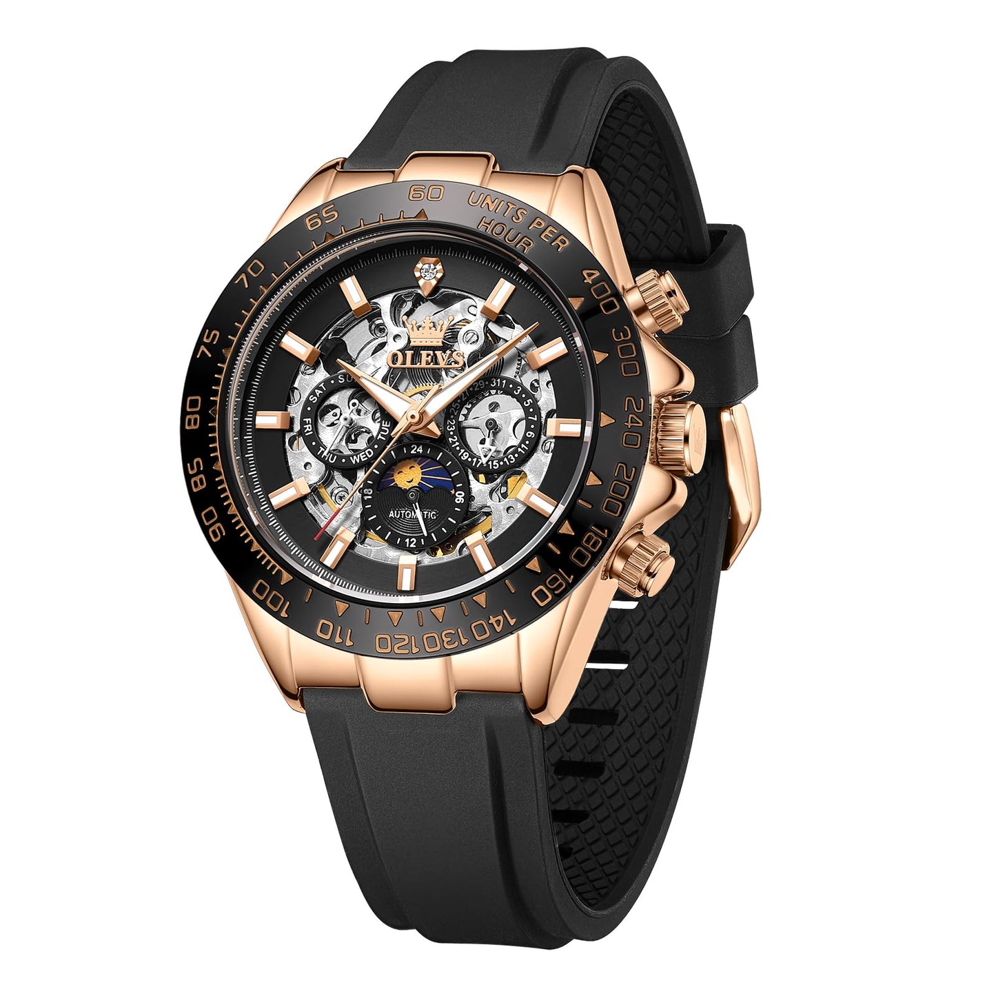 OLEVS Men's Silver Skeleton Watch