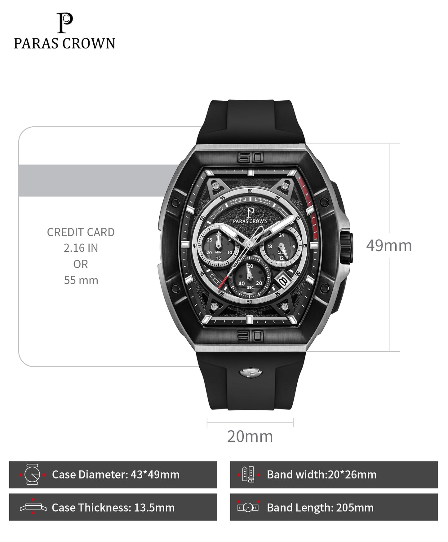 Men's Luxury Quartz Tonneau Watch