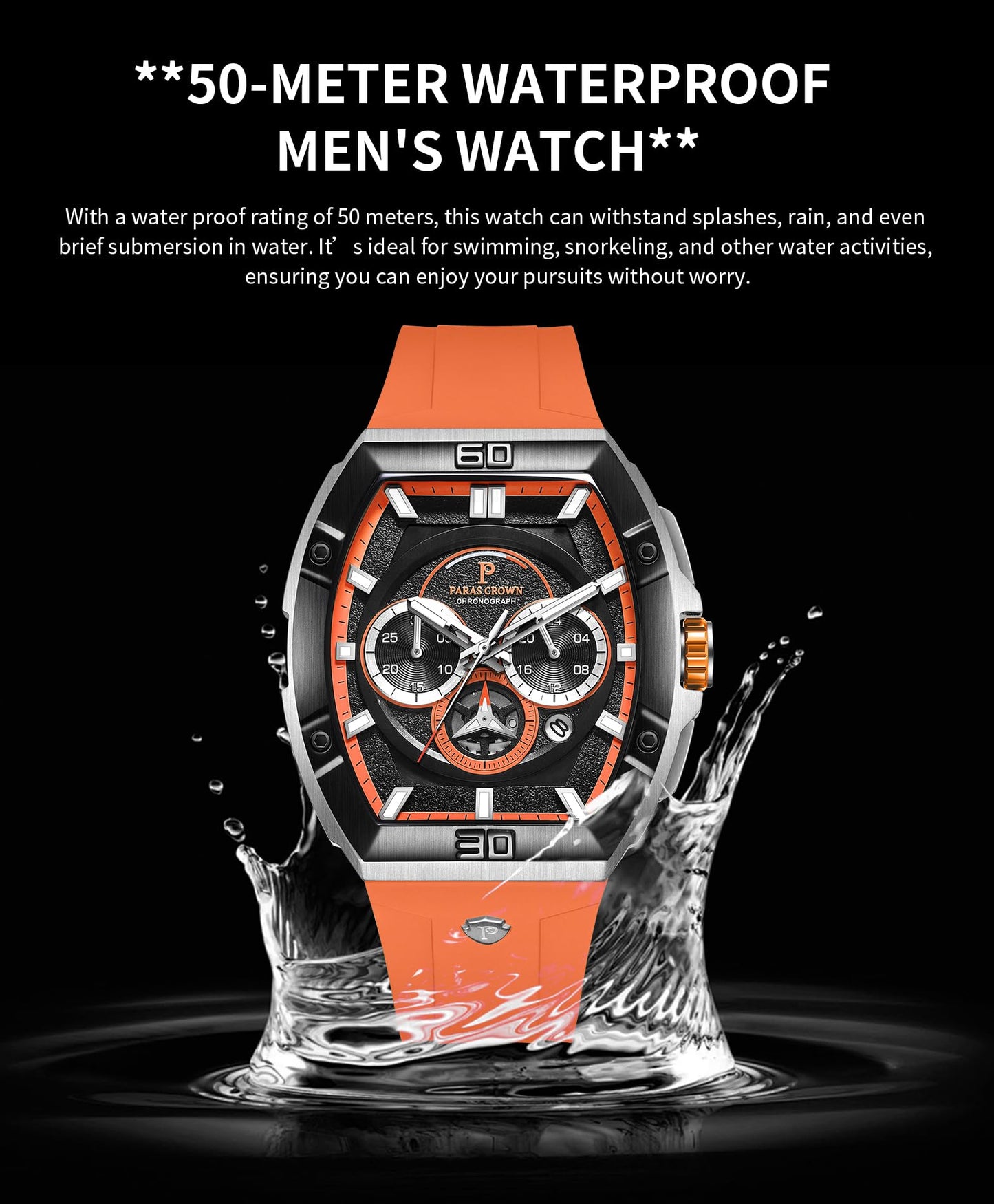 Men's Luxury Quartz Tonneau Watch