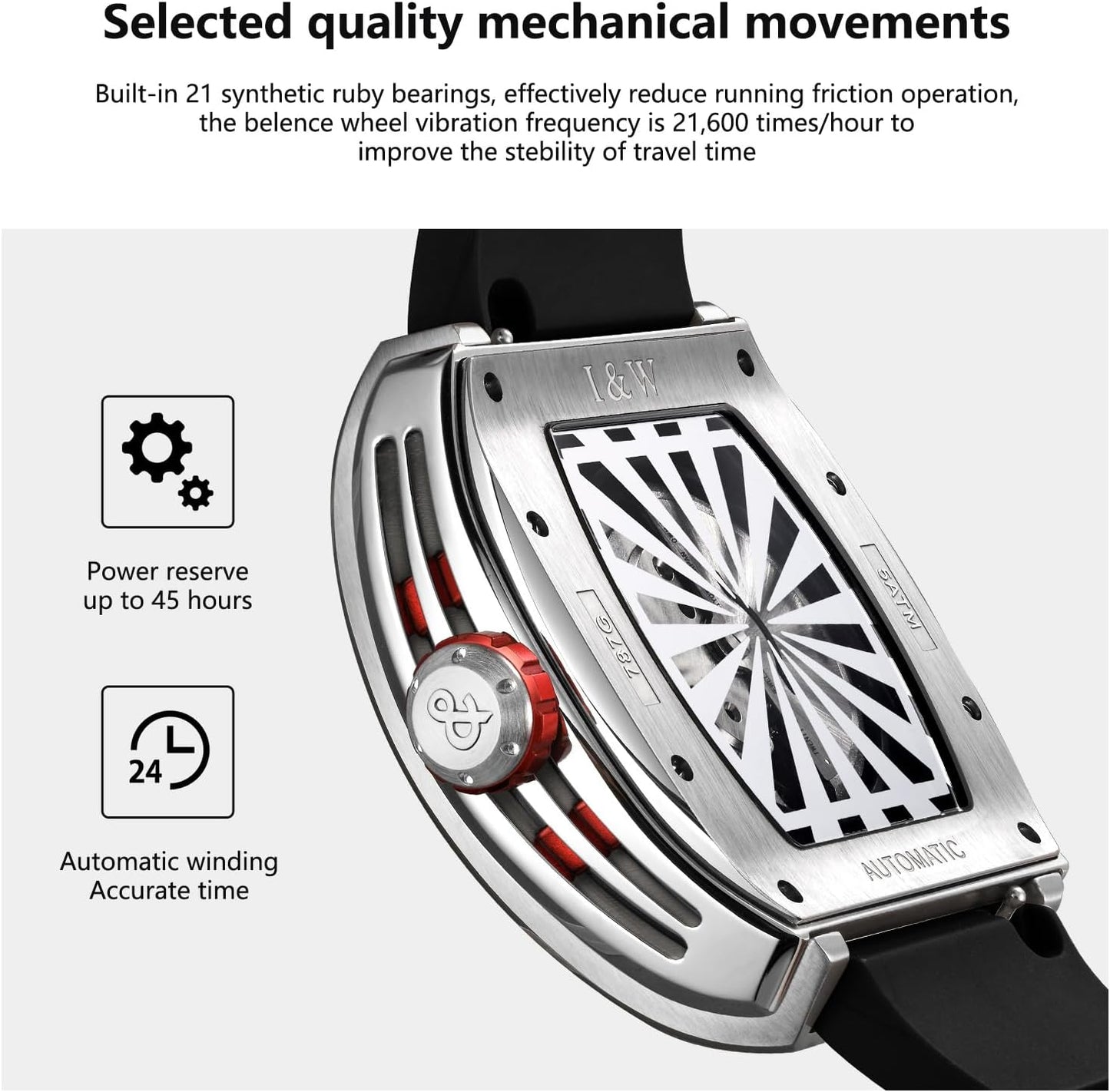 Barrel Mechanical Dragon Dial Watch 787-Black