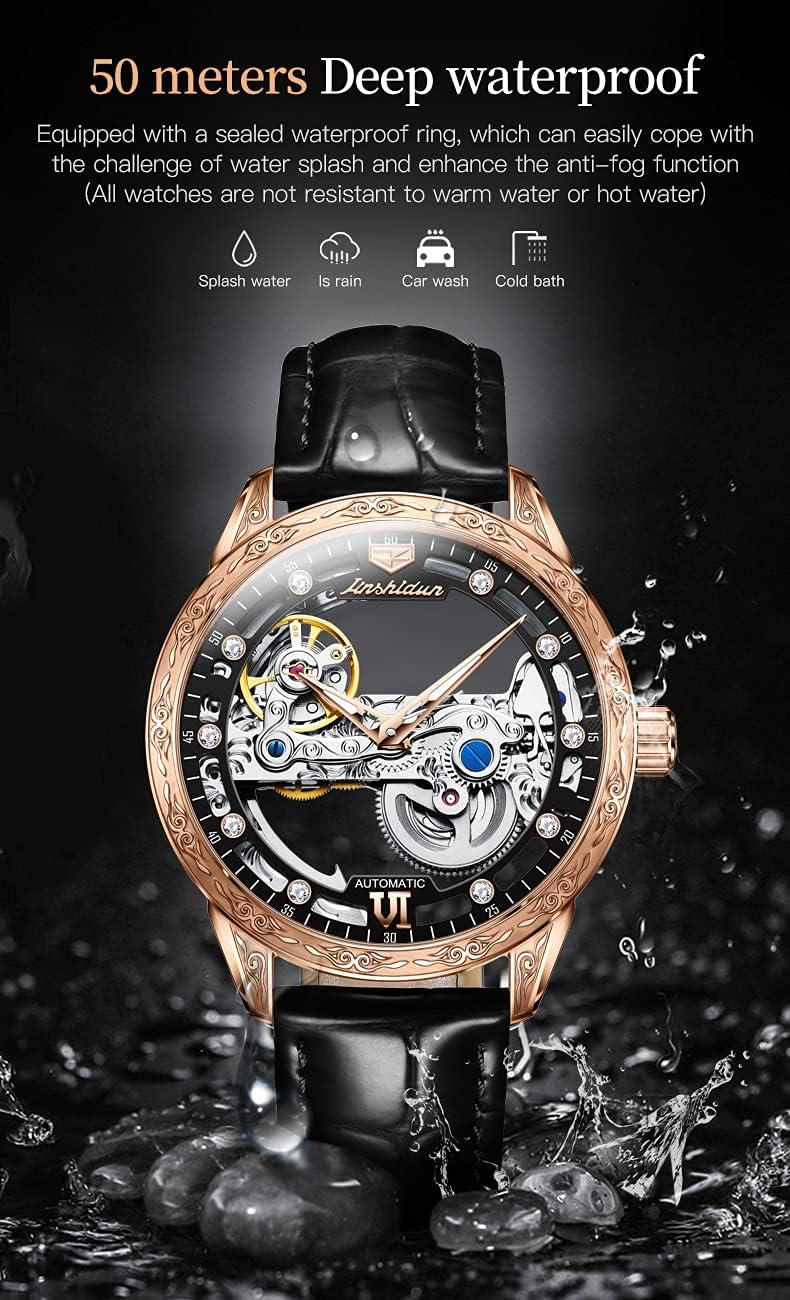 OLEVS Men's Silver Skeleton Watch