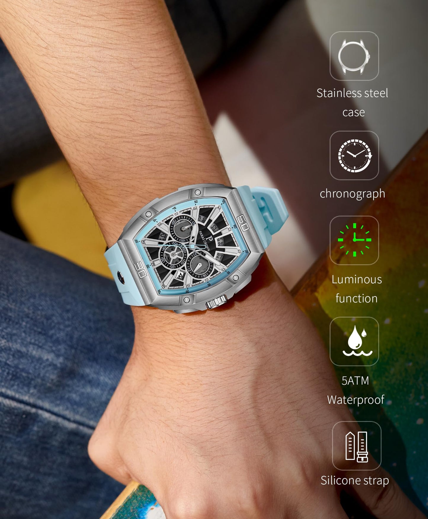 Men's Luxury Quartz Tonneau Watch