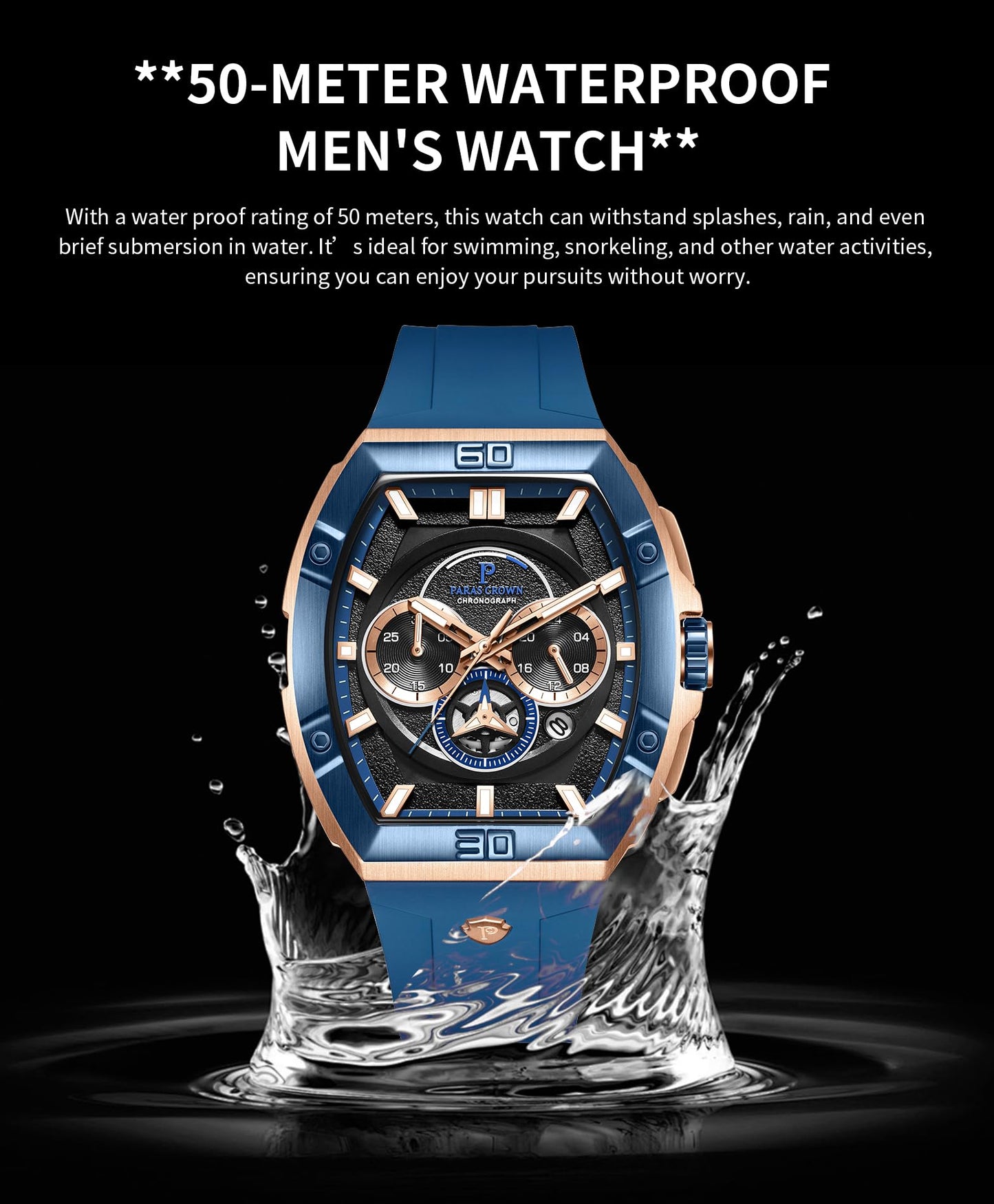 Men's Luxury Quartz Tonneau Watch