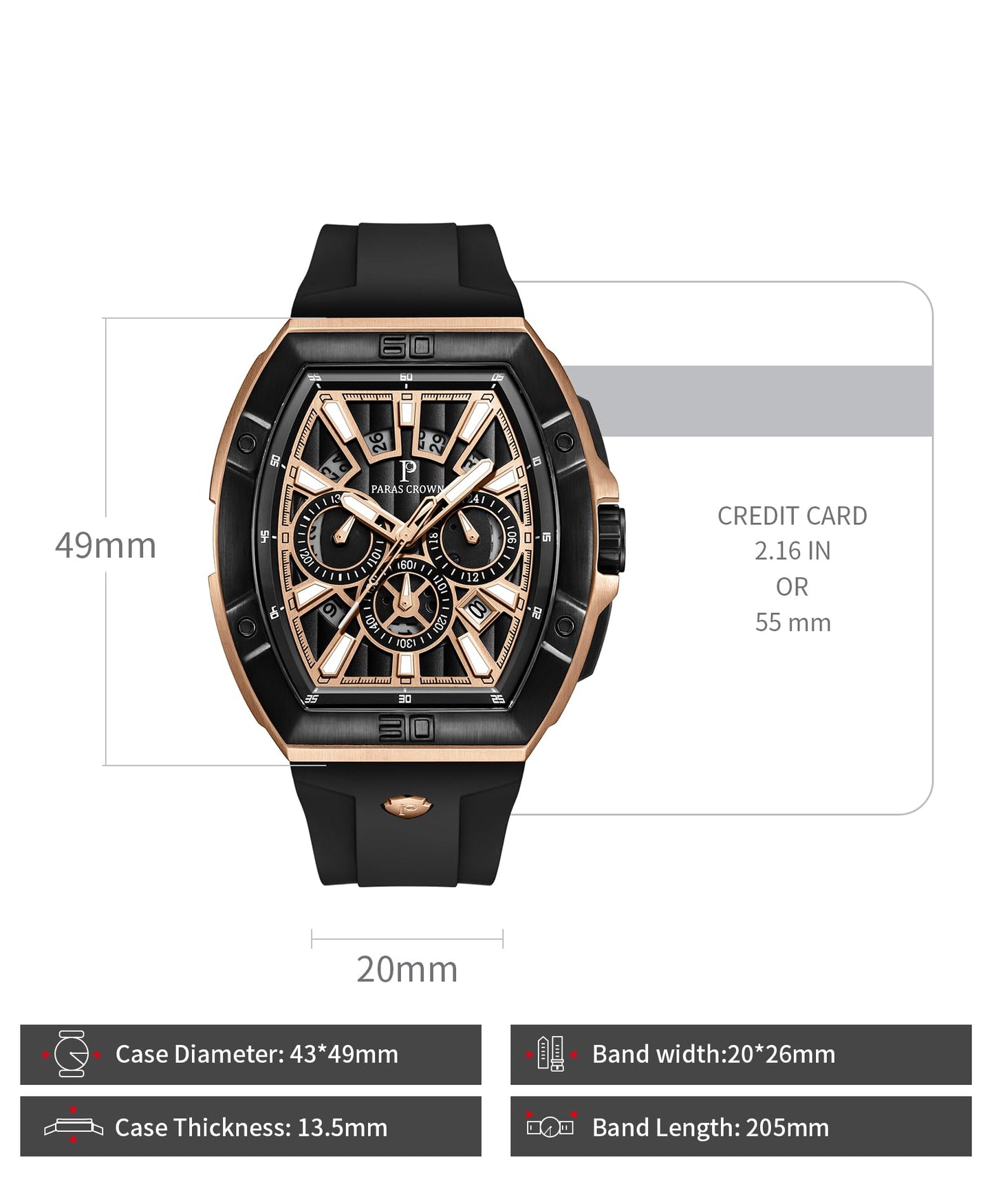 Men's Luxury Quartz Tonneau Watch