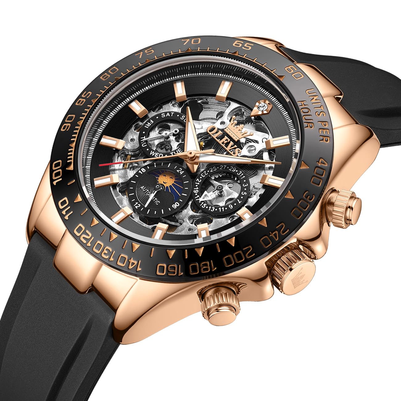 OLEVS Men's Silver Skeleton Watch