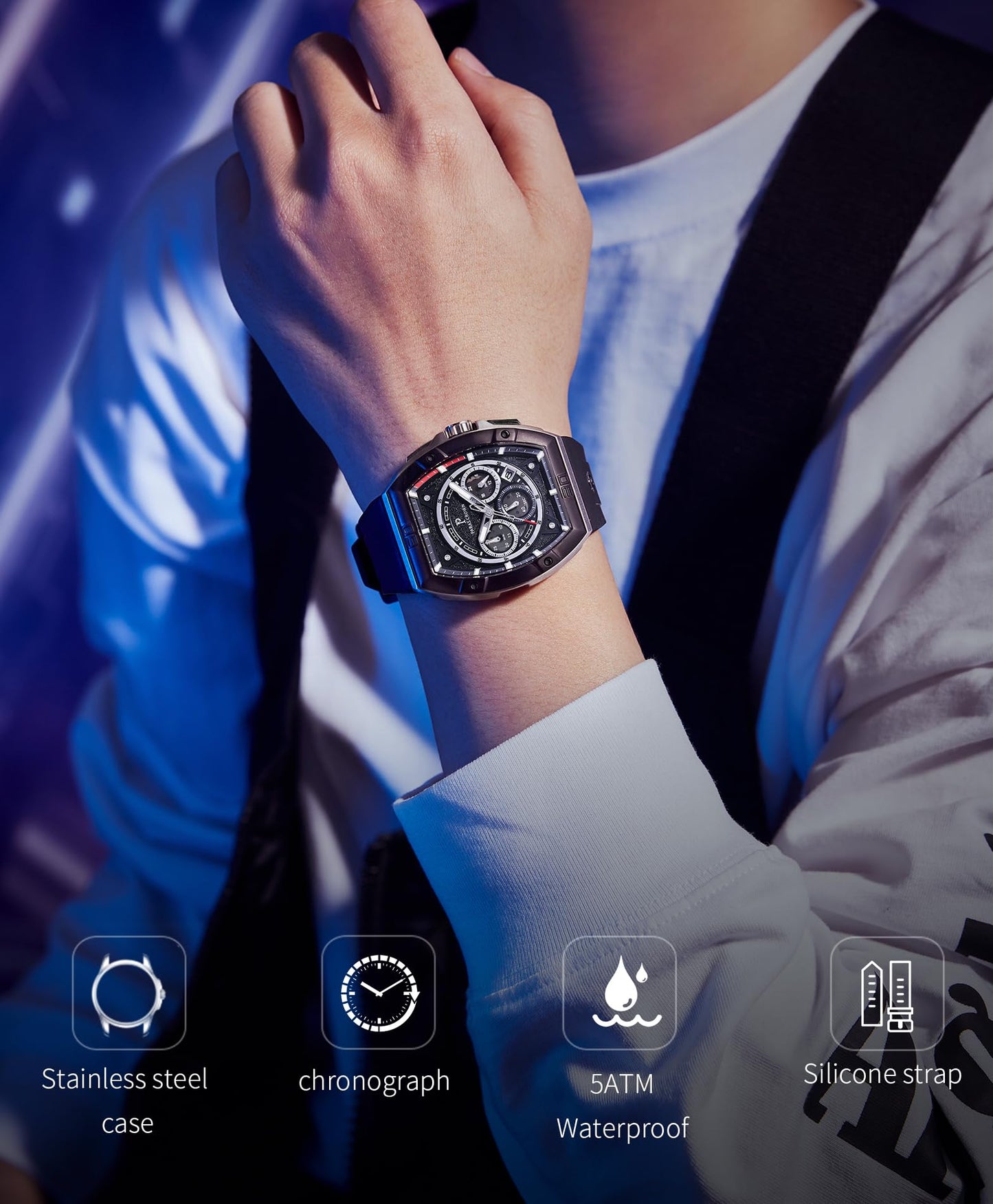 Men's Luxury Quartz Tonneau Watch