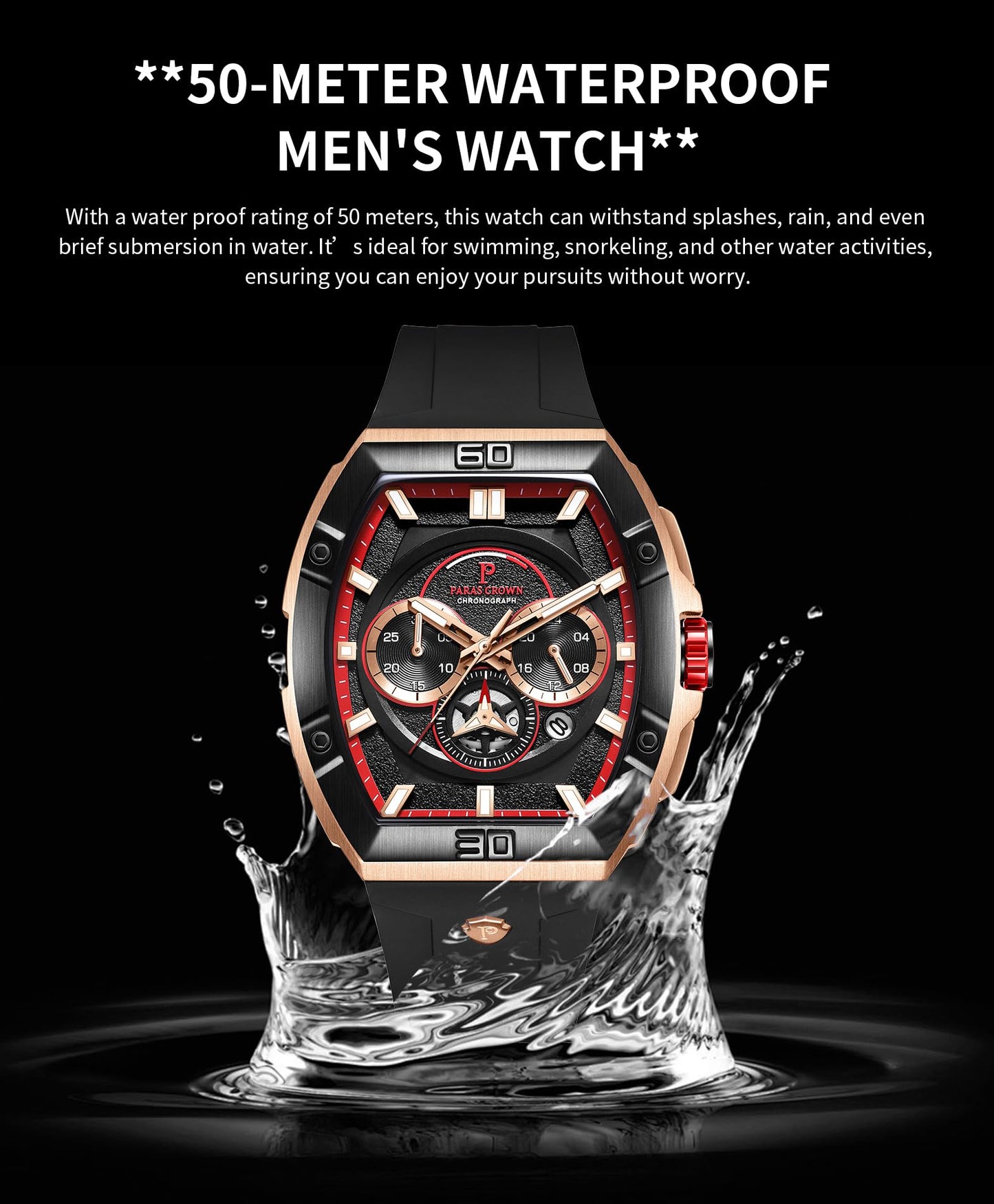 Men's Luxury Quartz Tonneau Watch