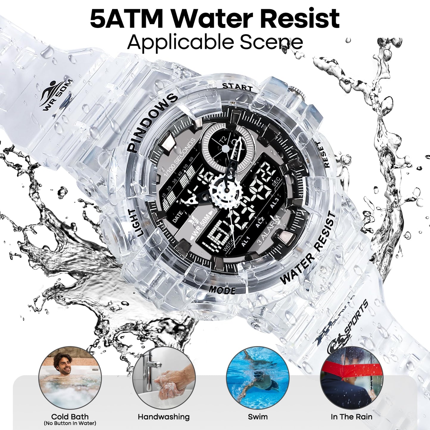 Men's Digital Sports Dual-Display Watch