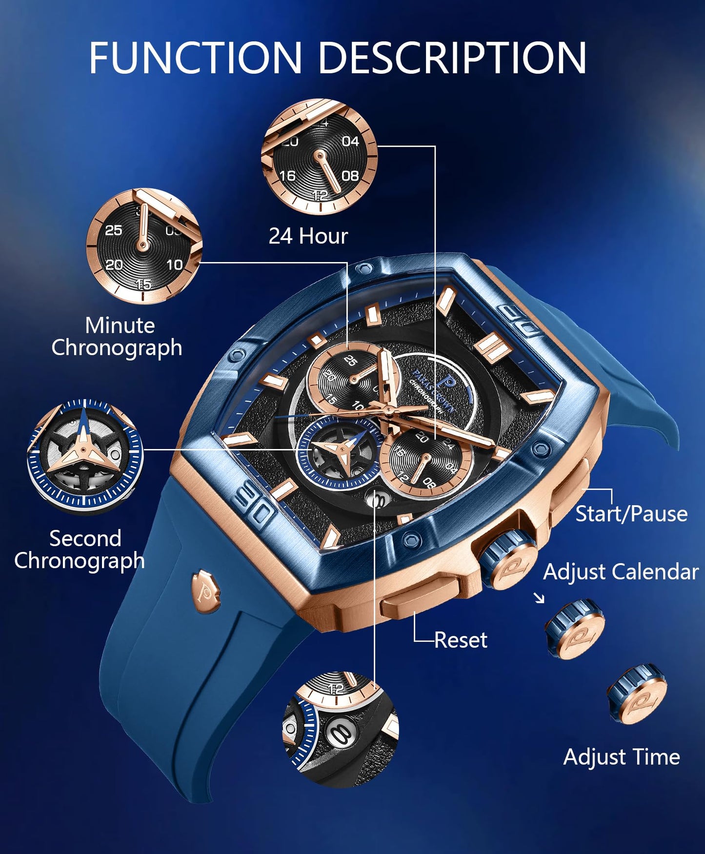 Men's Luxury Quartz Tonneau Watch