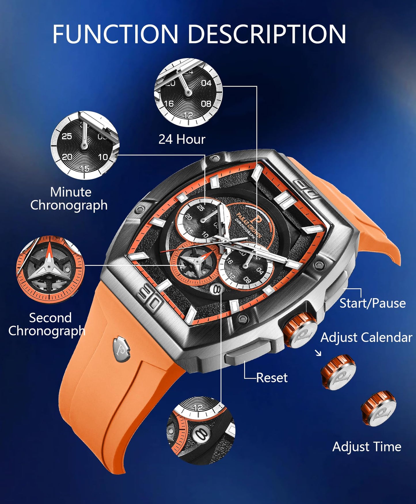 Men's Luxury Quartz Tonneau Watch