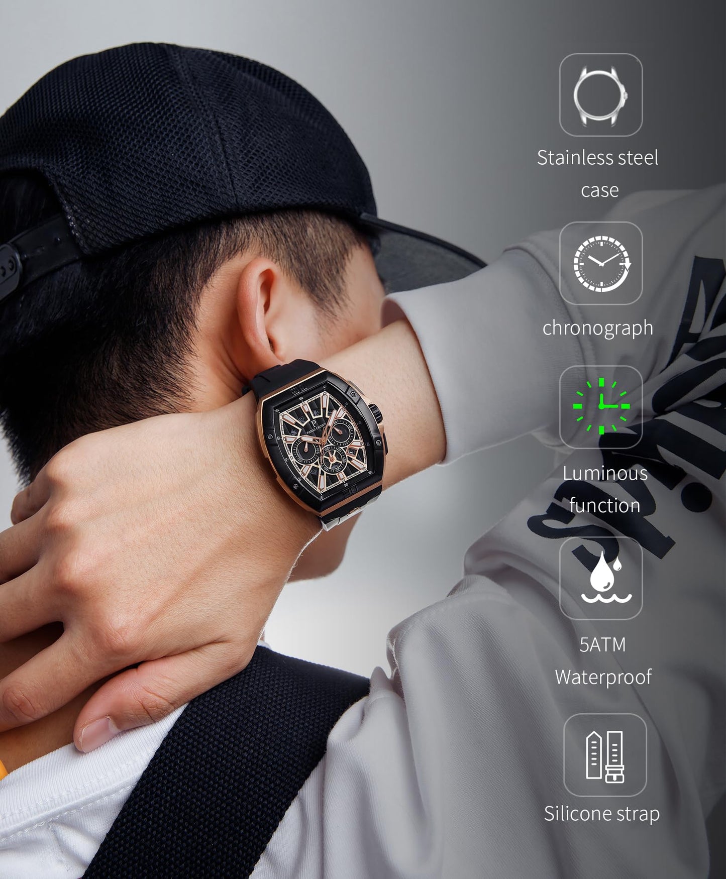 Men's Luxury Quartz Tonneau Watch