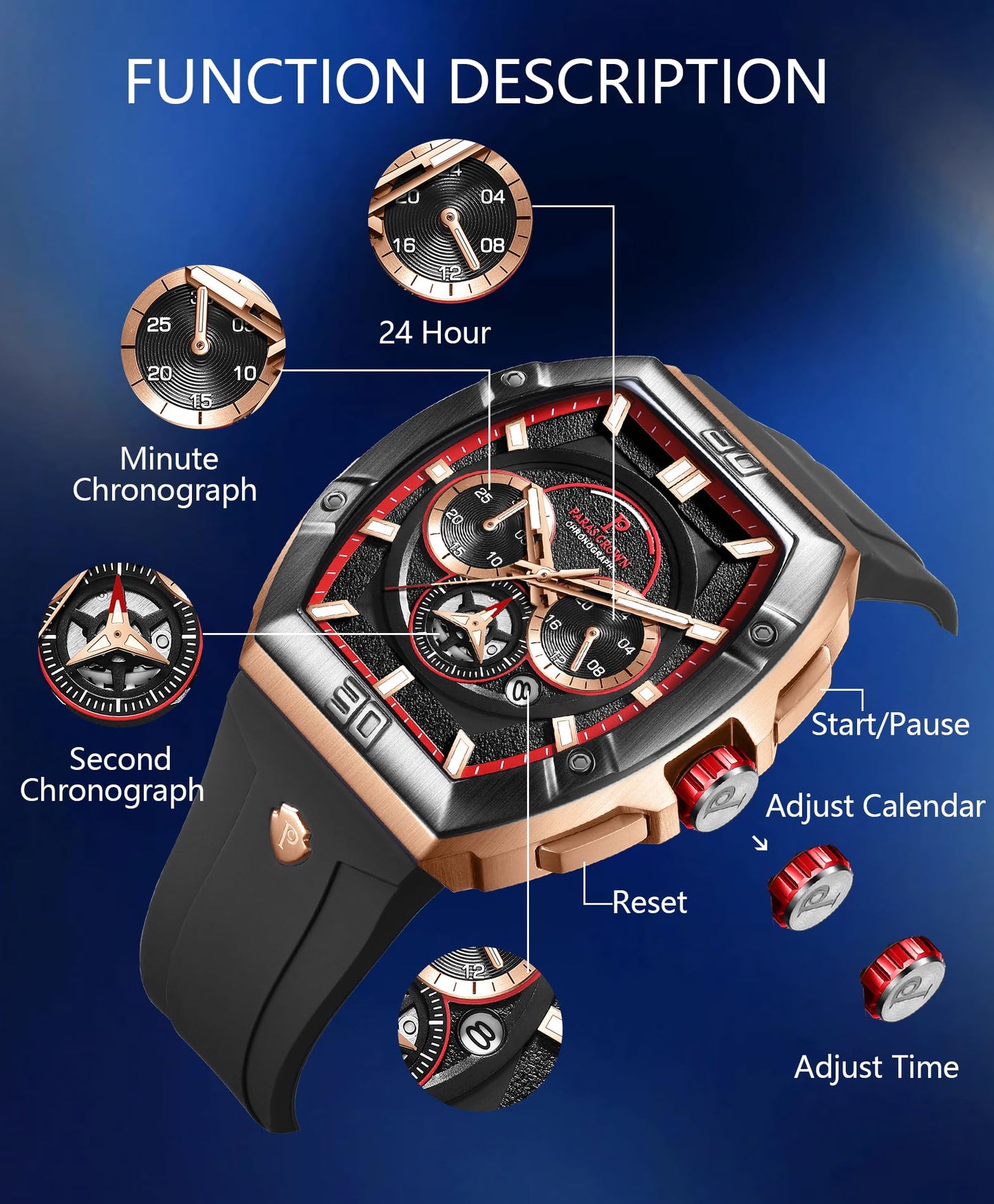 Men's Luxury Quartz Tonneau Watch