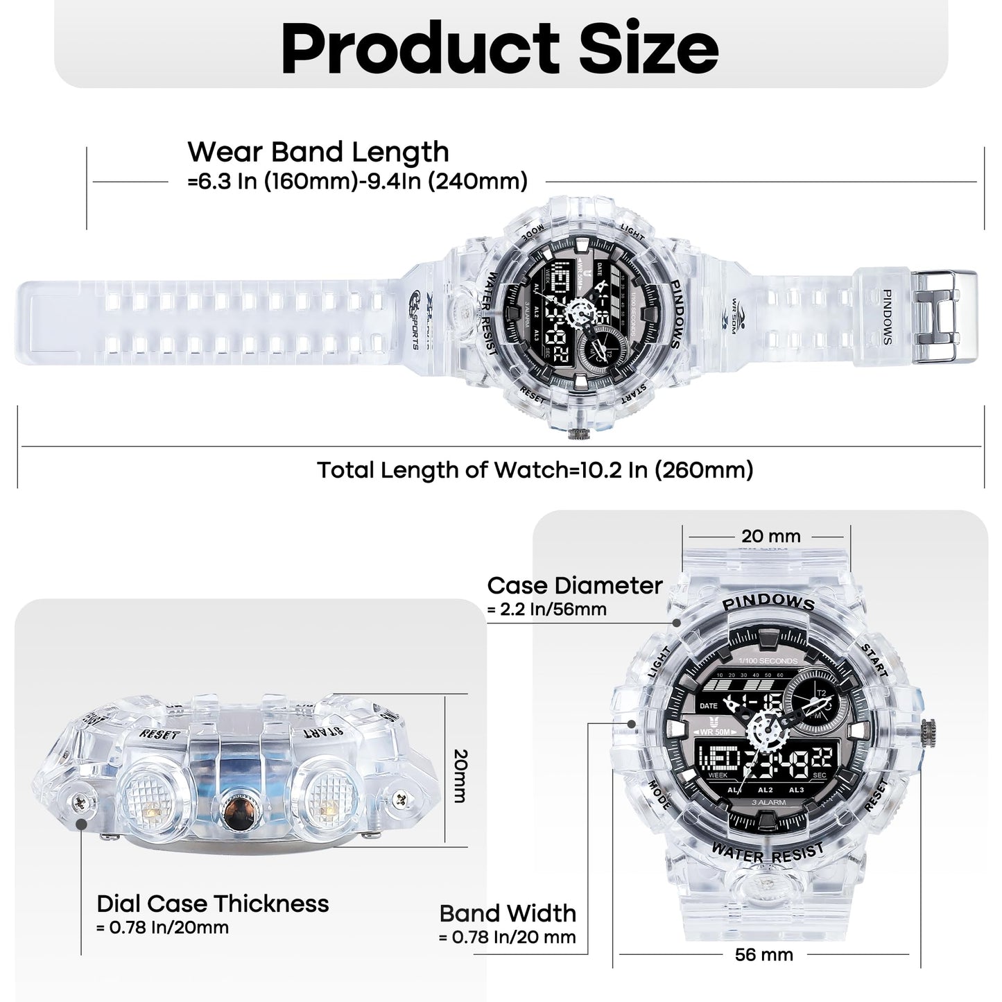 Men's Digital Sports Dual-Display Watch