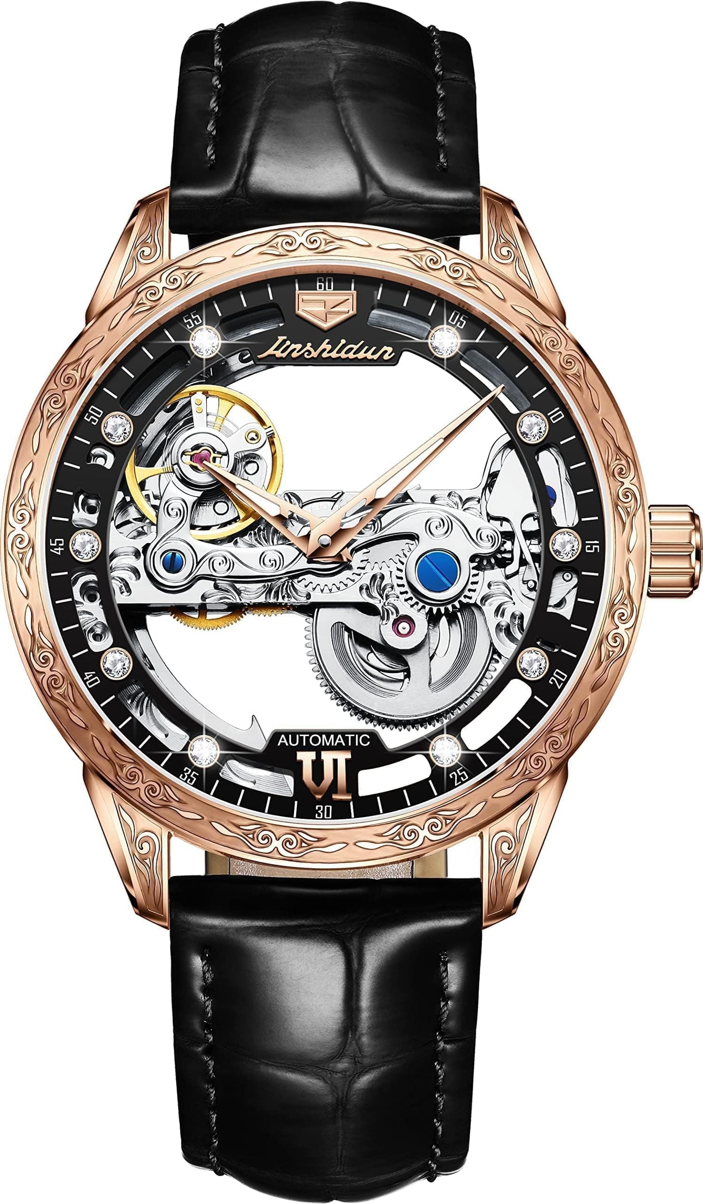 OLEVS Men's Silver Skeleton Watch